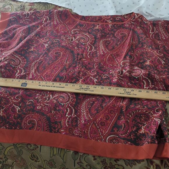 Talbots Silk Poncho Top Womens Sz S/ M Rust Orange Paisley Scarf - Picture 9 of 9